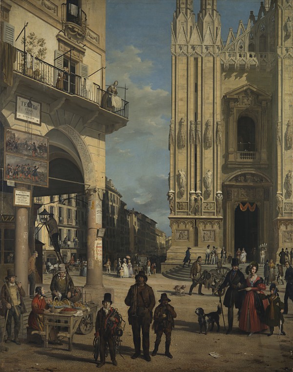 View of the Piazza del Duomo by Angelo Inganni